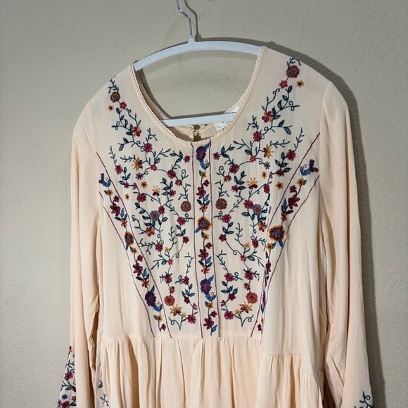 Umgee Embroidered Boho Peasant Top Ivory Womens Long Sleeves Sz L Cottagecore - Picture 3 of 13